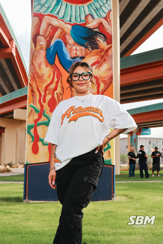 Arthemus Varsity Chenille Tee- Orange/Green